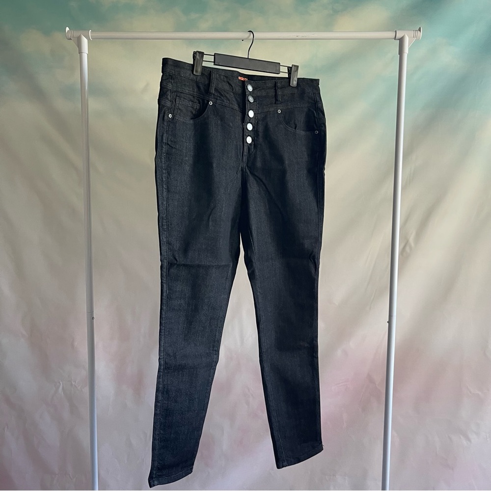 NWOT ModCloth Button Fly High Rise Black Skinny Jeans Womens Size 16 - Picture 3 of 7